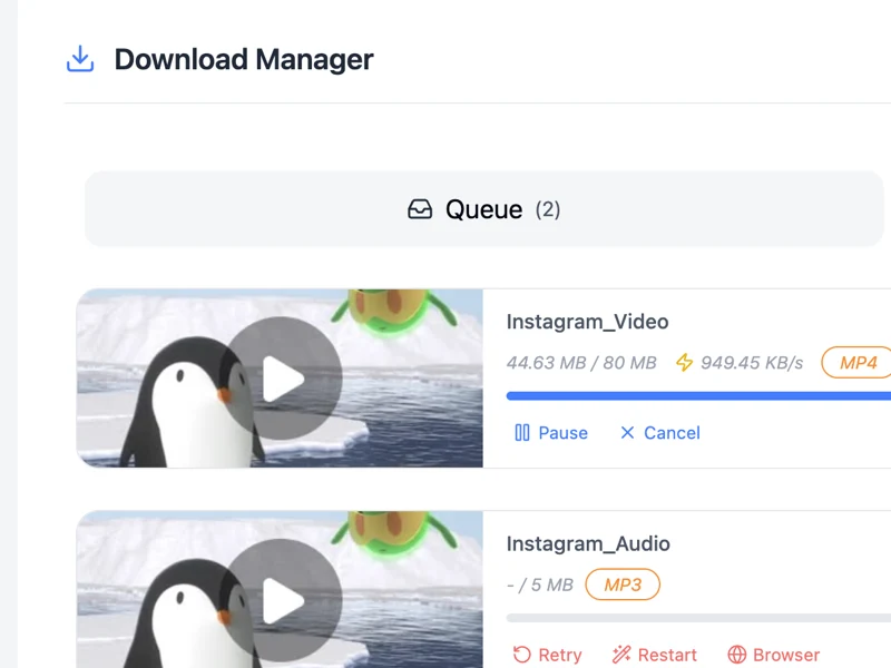 Download Manager & File Actions