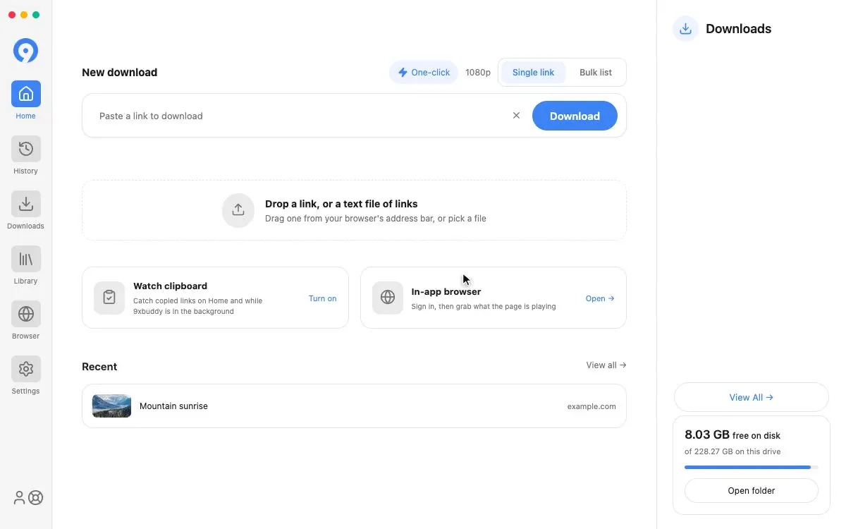 Skip the format list with one-click