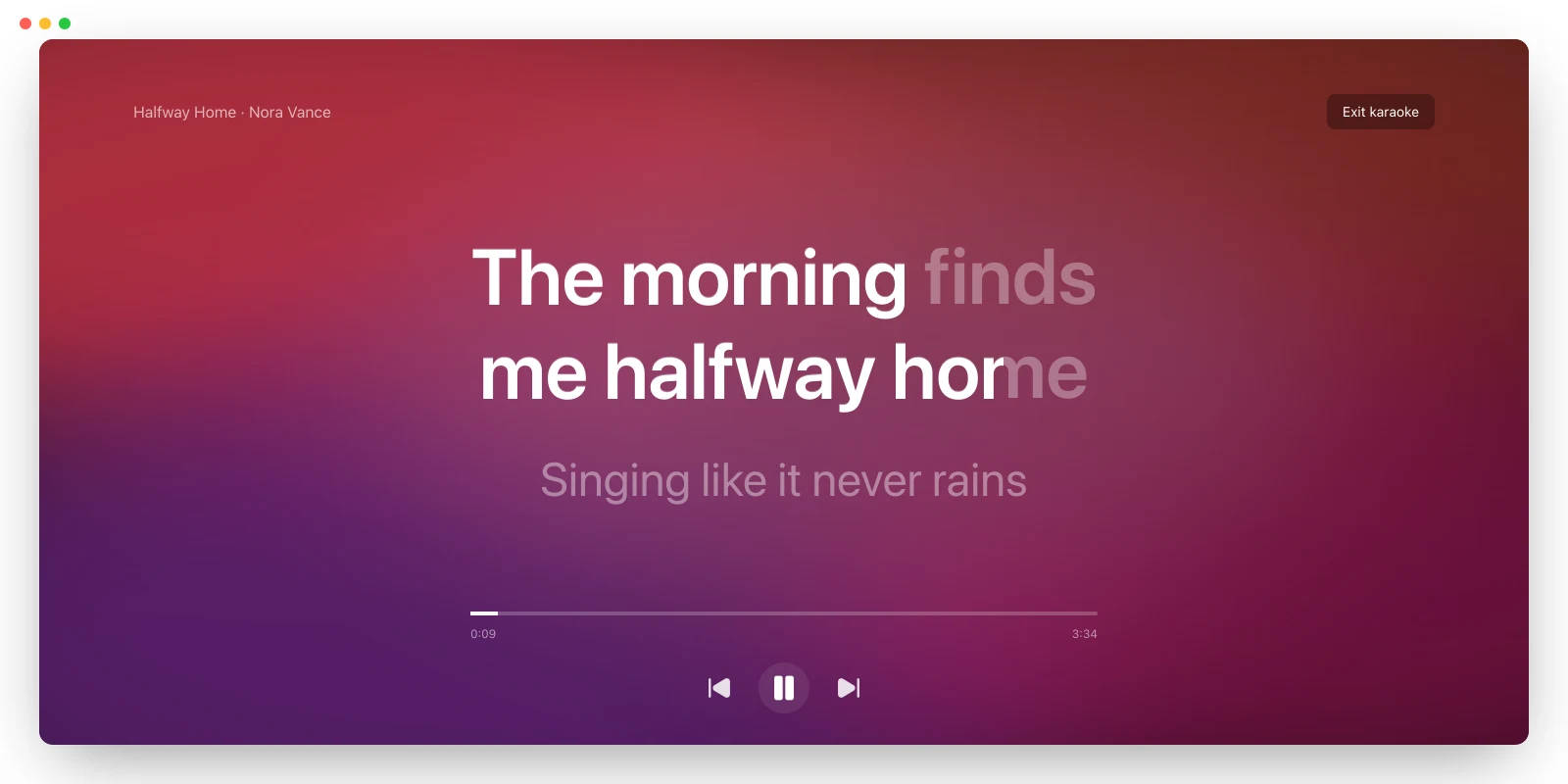 One line, full screen, word by word