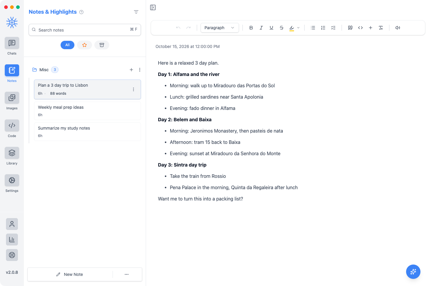Turn scattered ideas into notes